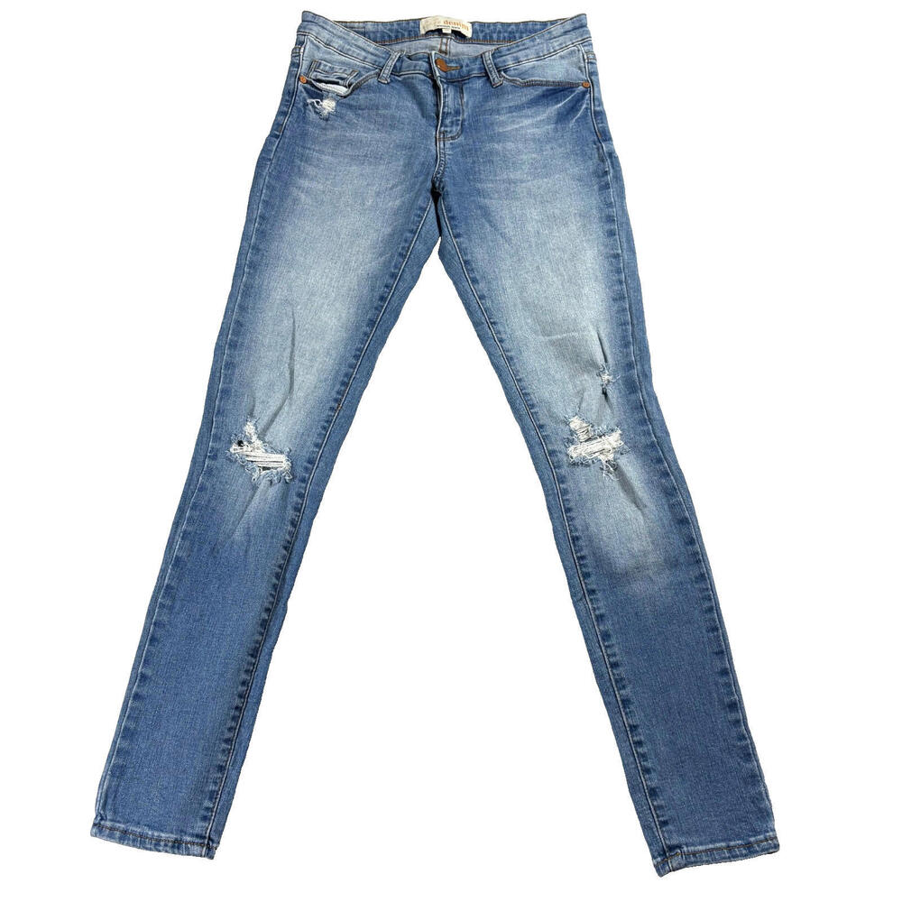 Cafe Denim Jeans Womens 5/6 Blue Distressed Skinny Y2K Stretch Casual Fit Trend